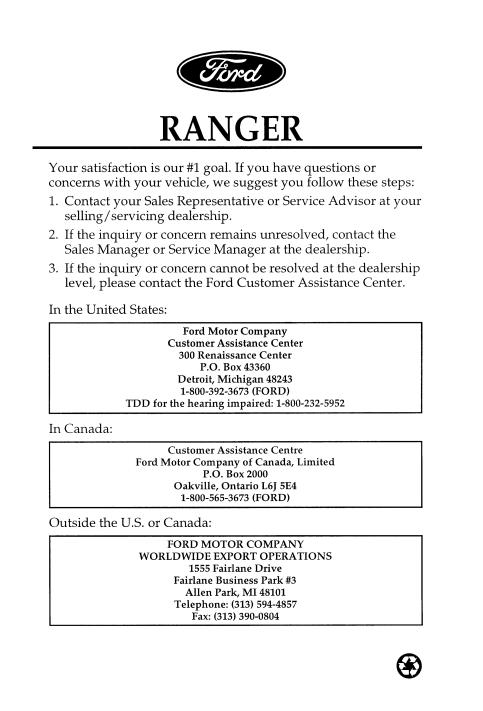 1997 Ford Ranger Owner's Manual