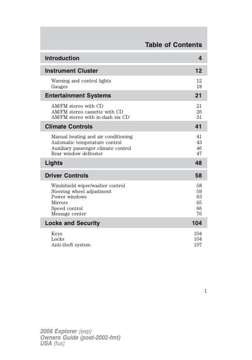 2006 Ford Explorer Owner's Manual
